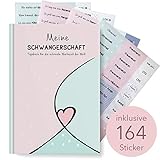 MINTKIND®'Meine Schwangerschaft' Schwangerschaftstagebuch mit passendem Stickerbogen Set I Hardcover Tagebuch zum Eintragen I Geschenk für Schwangere und werdende Mütter