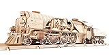 UGEARS 3D Puzzle Express Dampflokomotive Holzpuzzle Modellbau Set Denkspiel - DIY Puzzle Lernspielzeug - Umweltfreundlicher Holz Modellbausatz - Für Erwachsene & Kinder